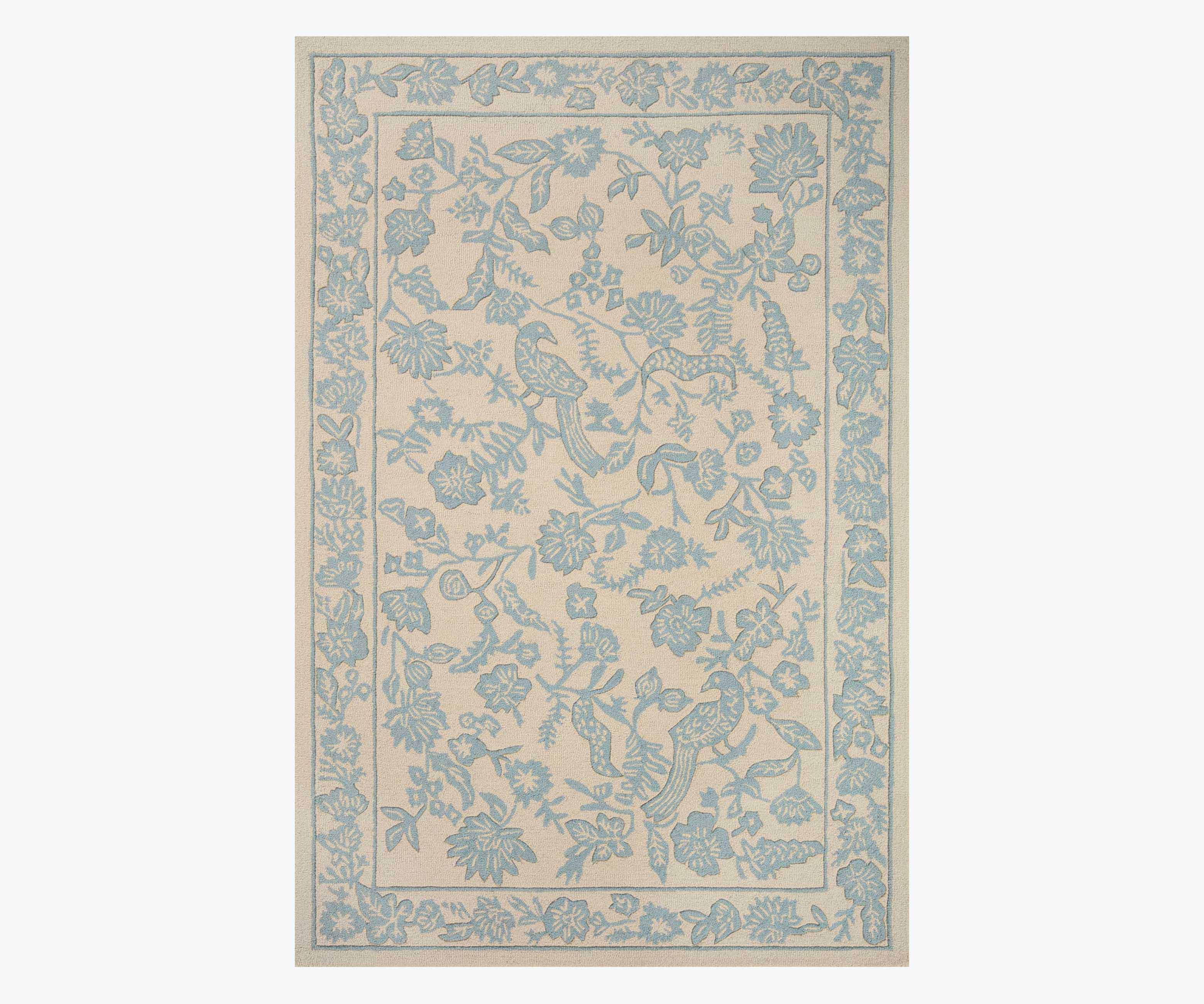 Arboretum Aviary Wool-Hooked Rug - Periwinkle - Image 13