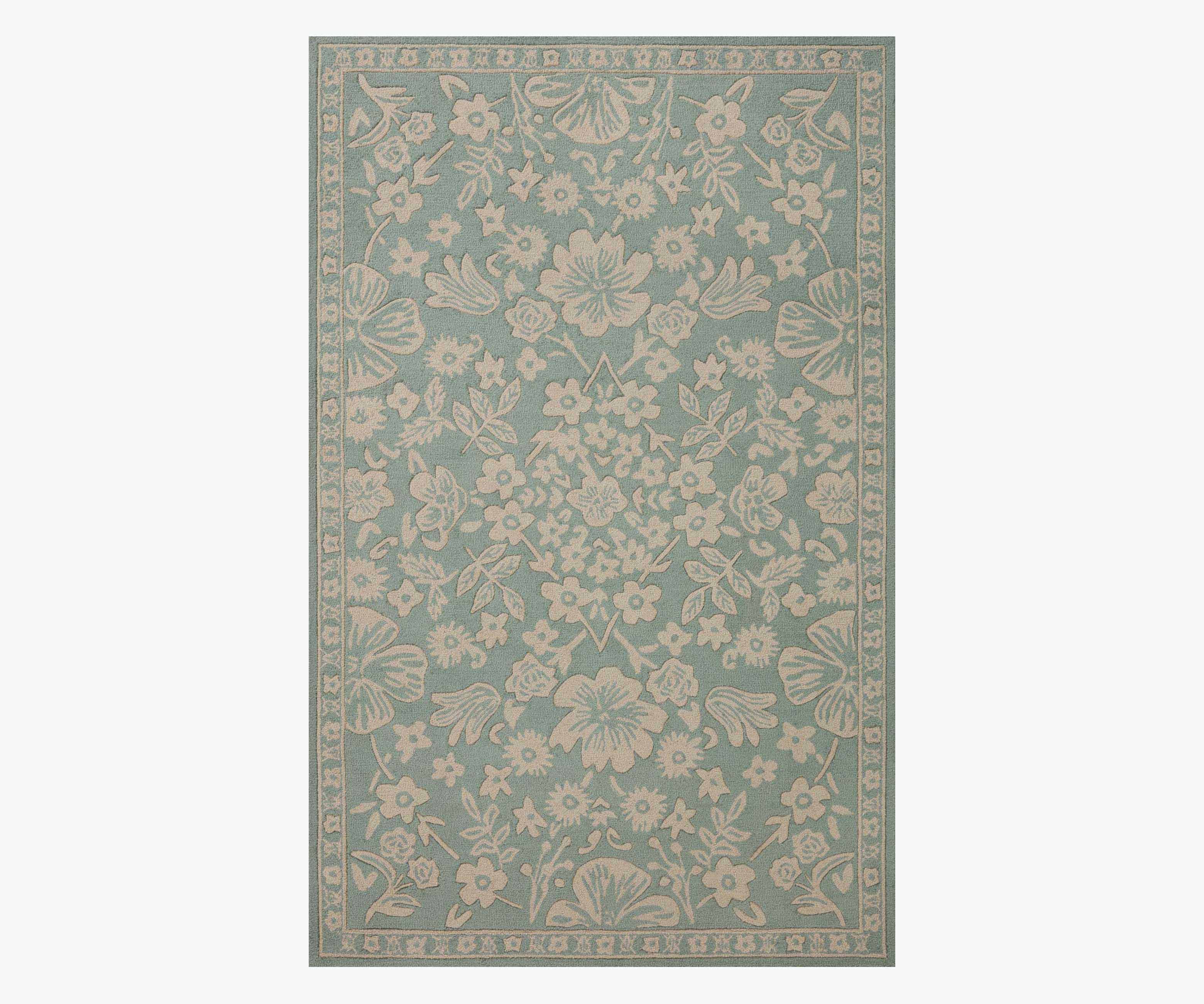 Arboretum Rose Garden Wool-Hooked Rug - Jade - Image 10