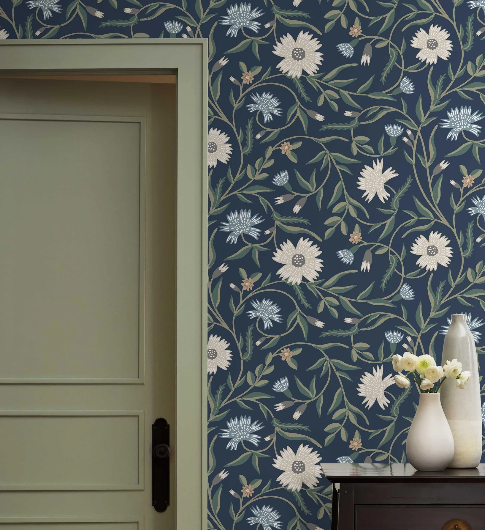 Aster Wallpaper - Navy - Image 4