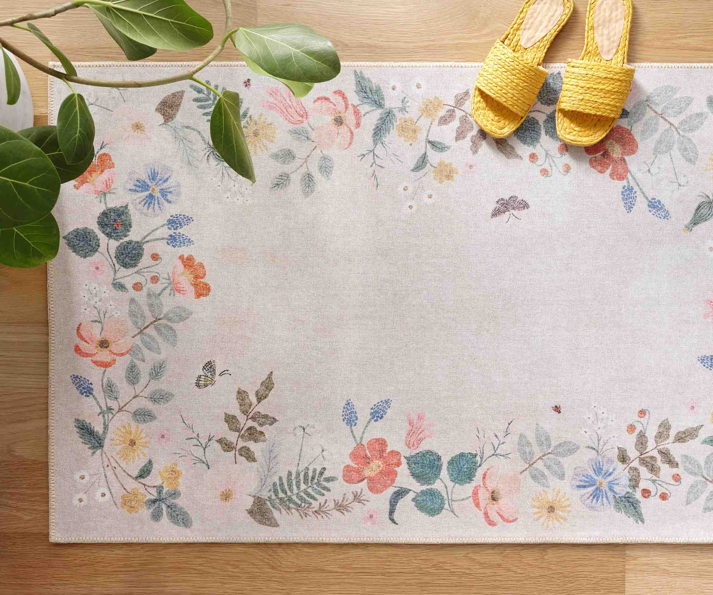 Atelier Strawberry Fields Border Non-Slip Rug - Cream - Image 2