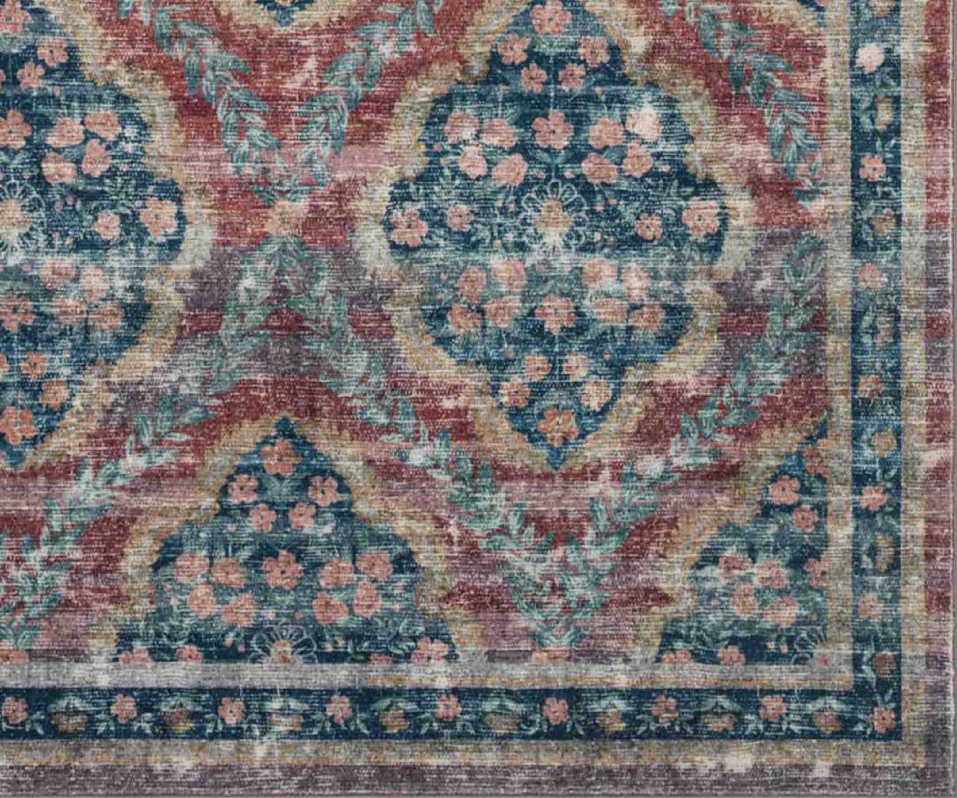 Courtyard Chateau Printed Rug - Red - Image 3
