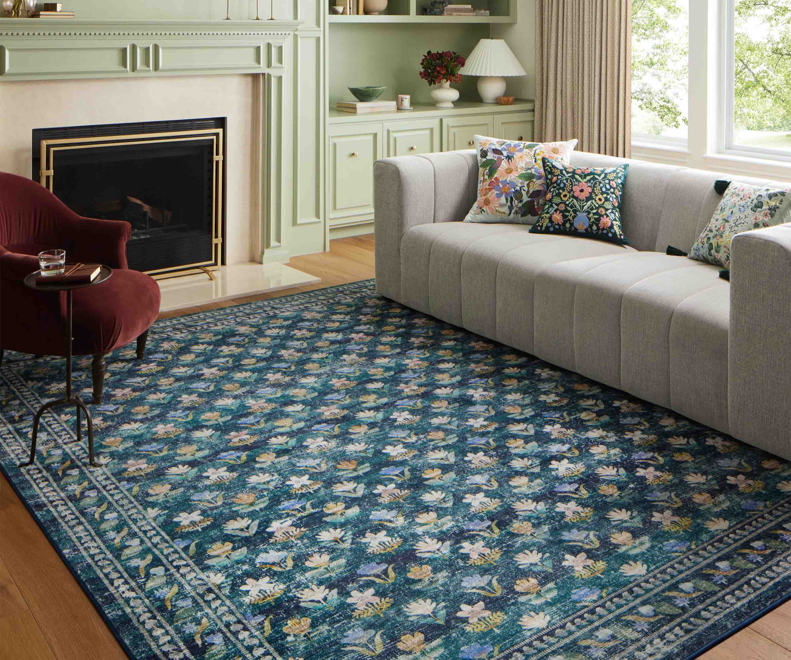 Courtyard Hadley Printed Rug - Emerald - Image 4