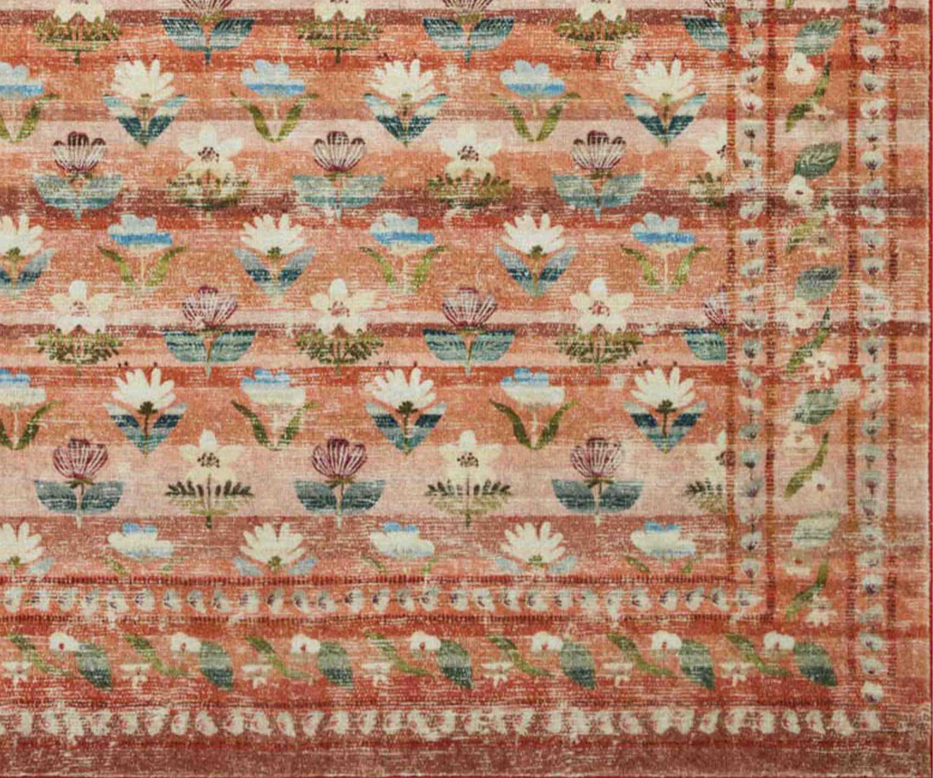 Courtyard Hadley Printed Rug - Terracotta - Image 3