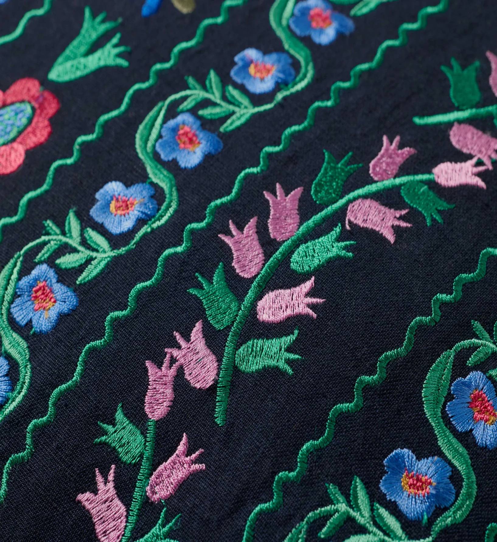 Delphine Embroidered Pillow - Navy - Image 3