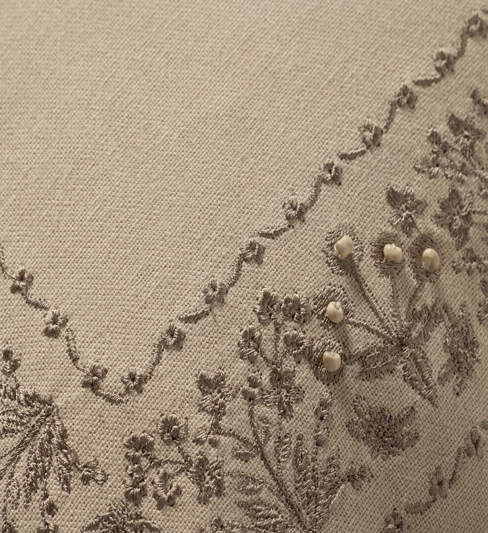 Estee Border Embroidered Pillow - Cream - Image 3