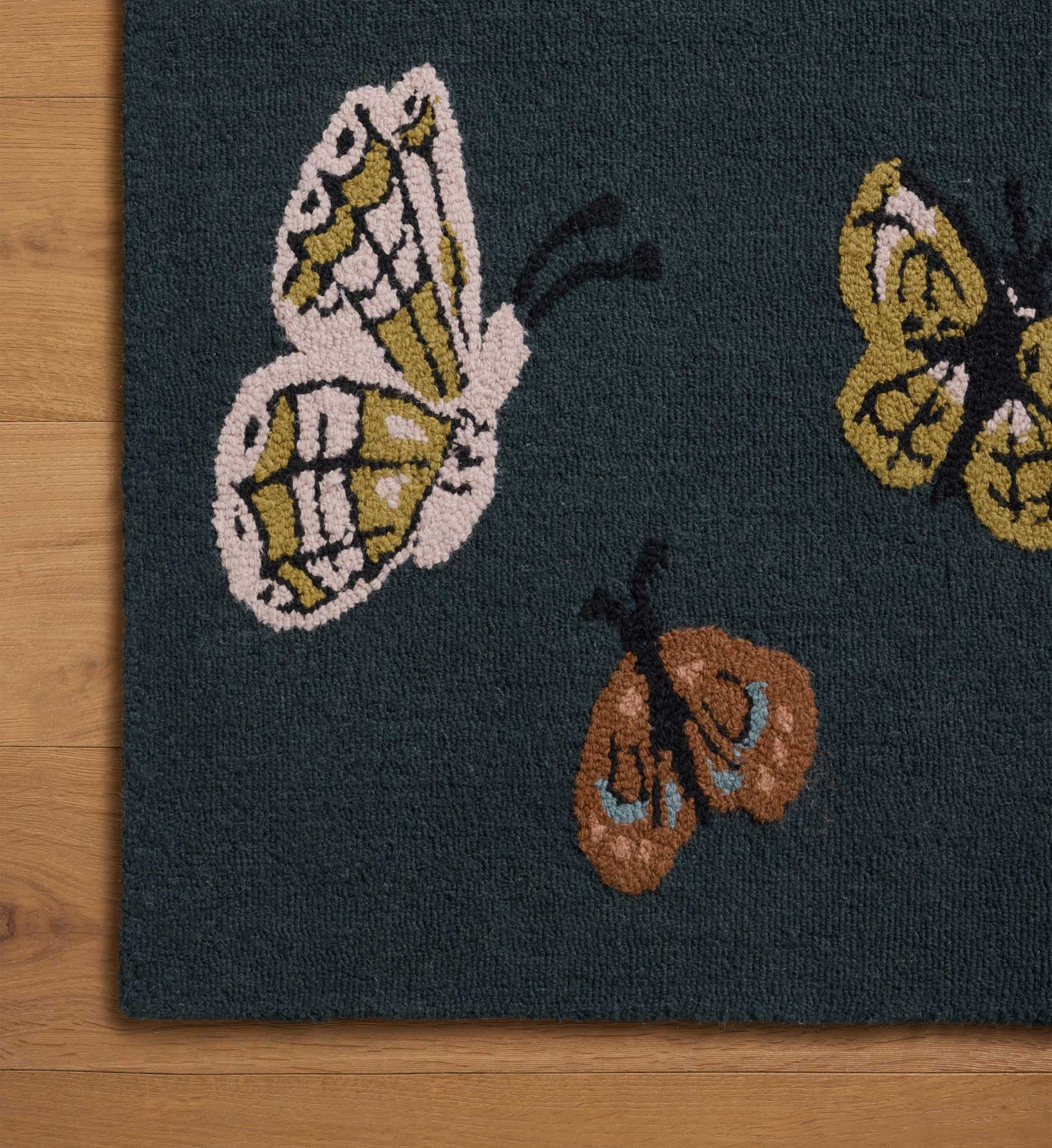Highgrove Butterfly House Wool Hooked Rug - Charcoal - Image 3