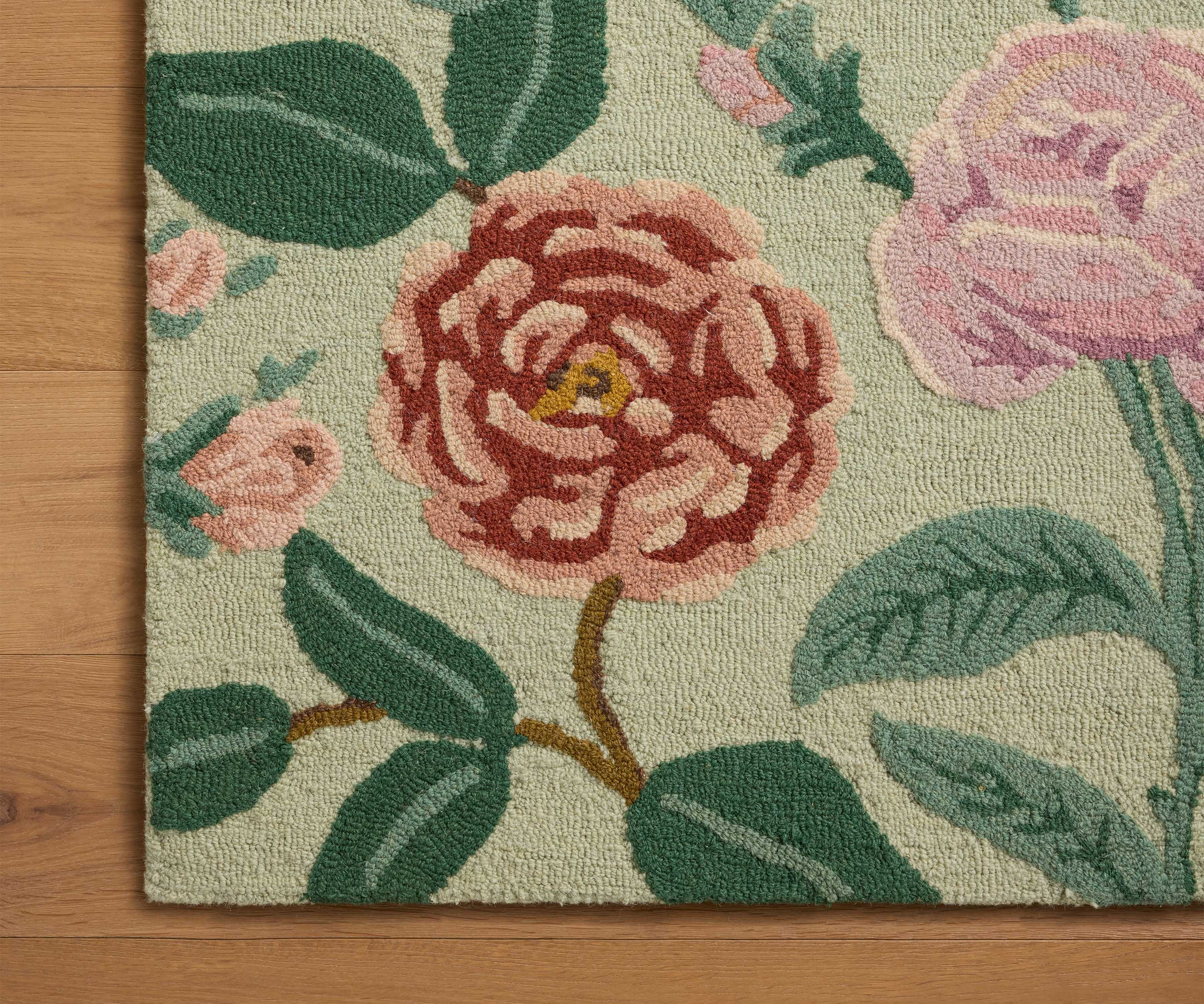 Highgrove Roses Wool Hooked Rug - Mint - Image 5