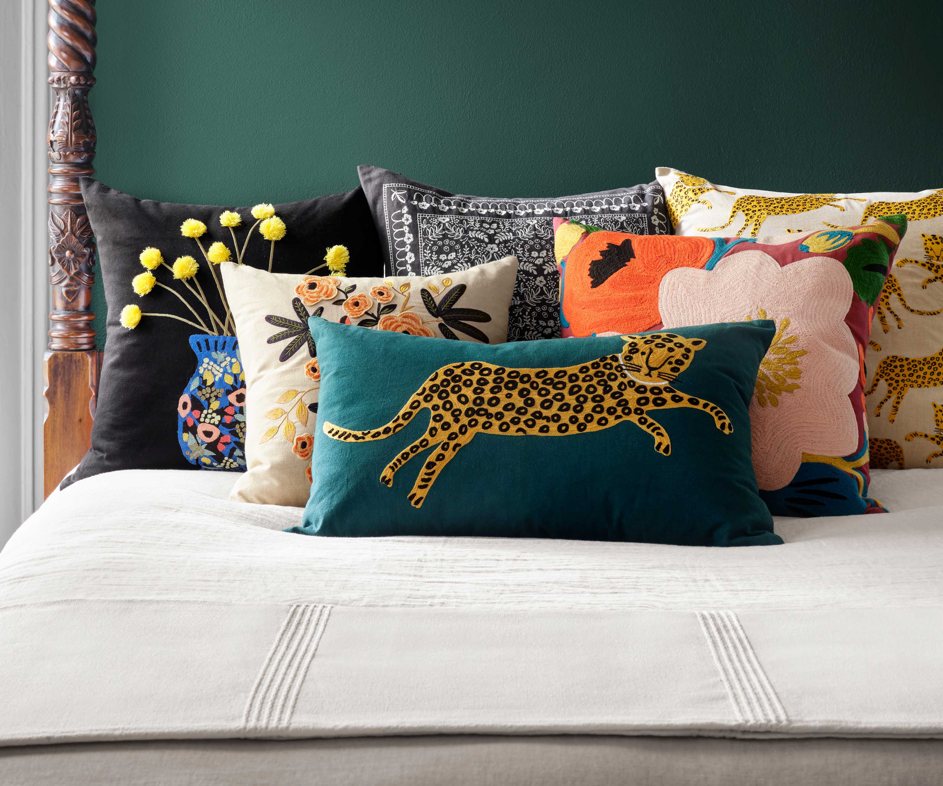 Leopard Embroidered Pillow - Metallic Gold - Image 2