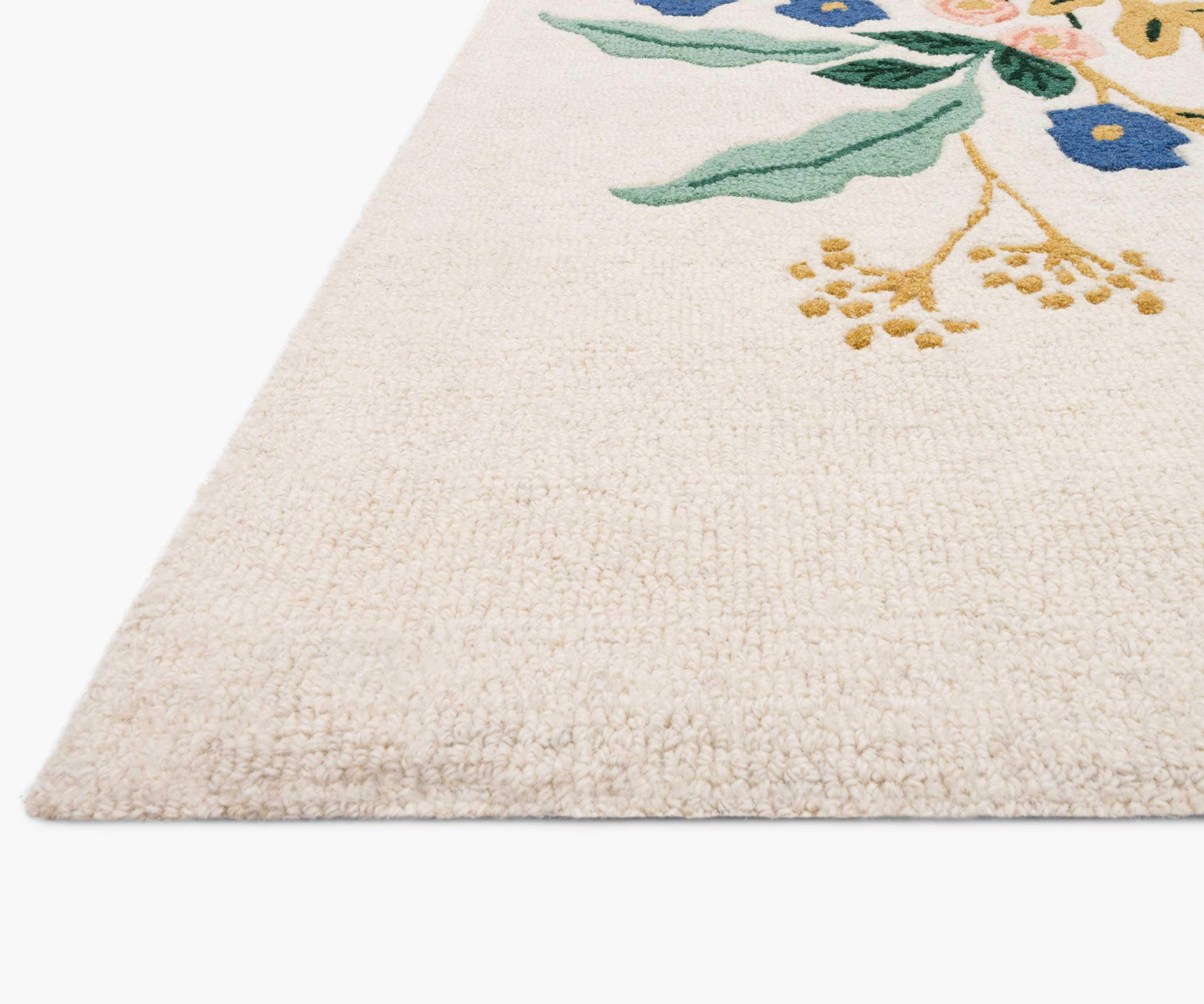 Les Fleurs Floral Vines Wool-Hooked Rug - Ivory - Image 3