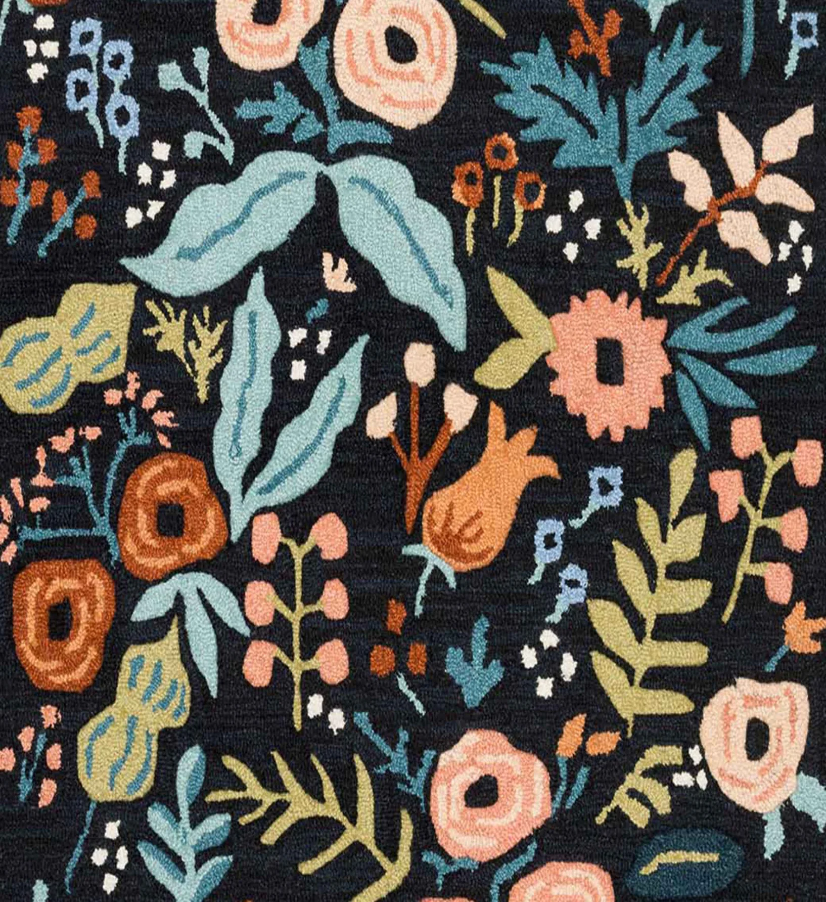Les Fleurs Lourdes Wool-Hooked Rug - Black - Image 3