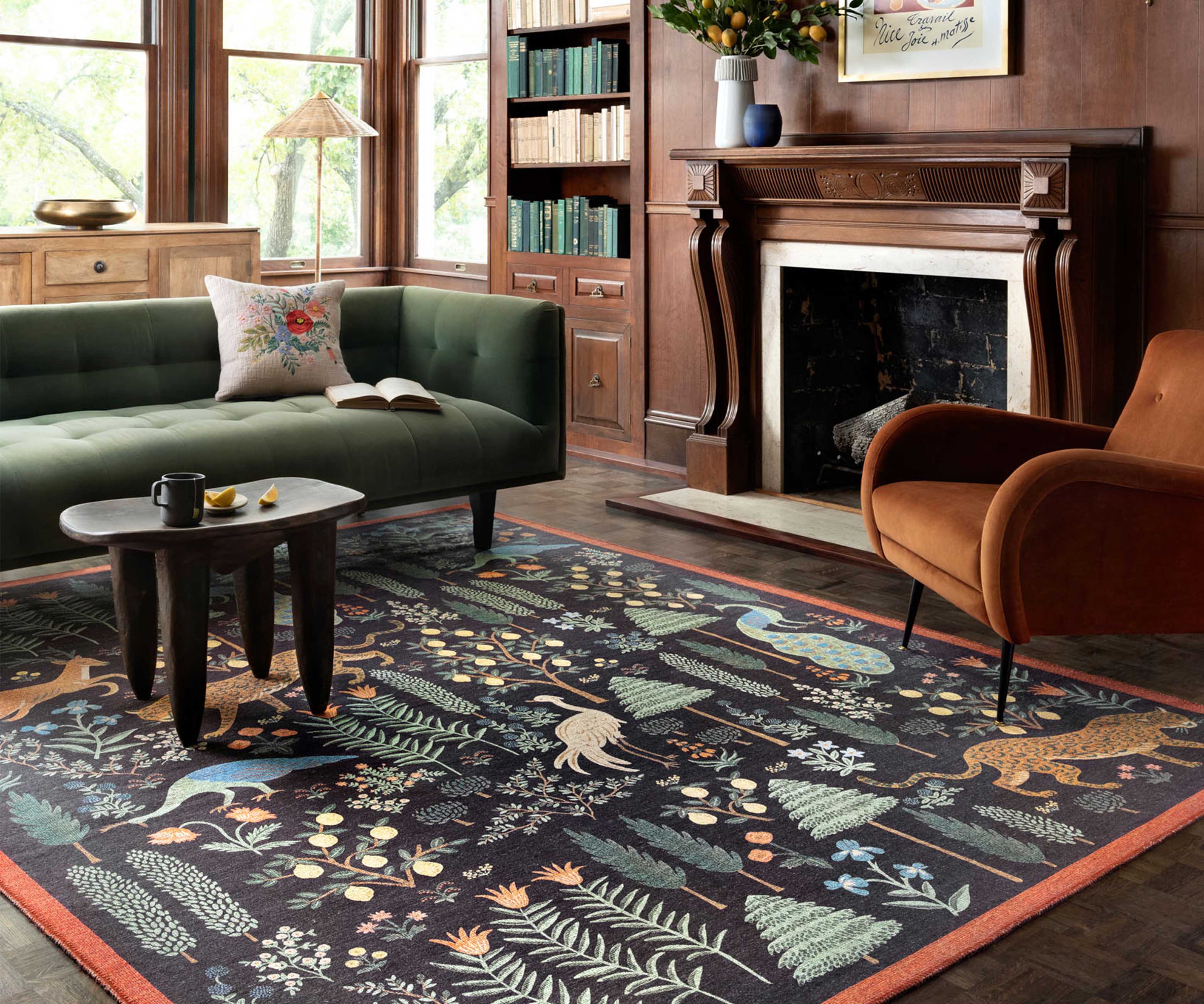 Menagerie Les Fauves Printed Rug - Black - Image 2