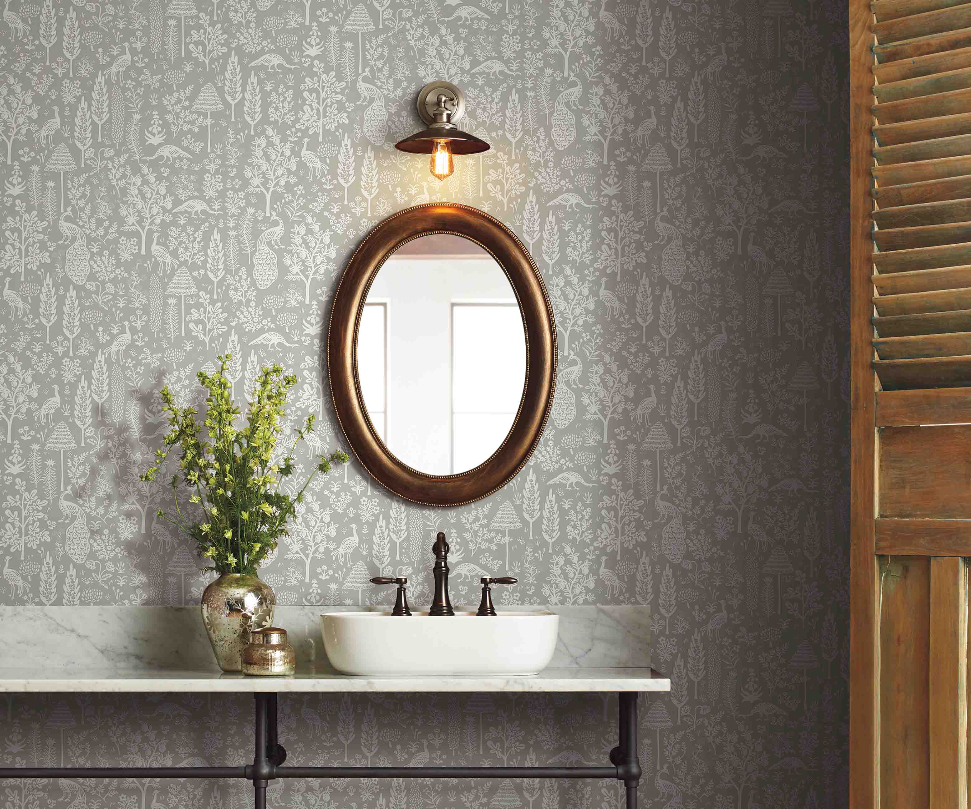 Menagerie Toile Wallpaper Sample - Grey & White - Image 3