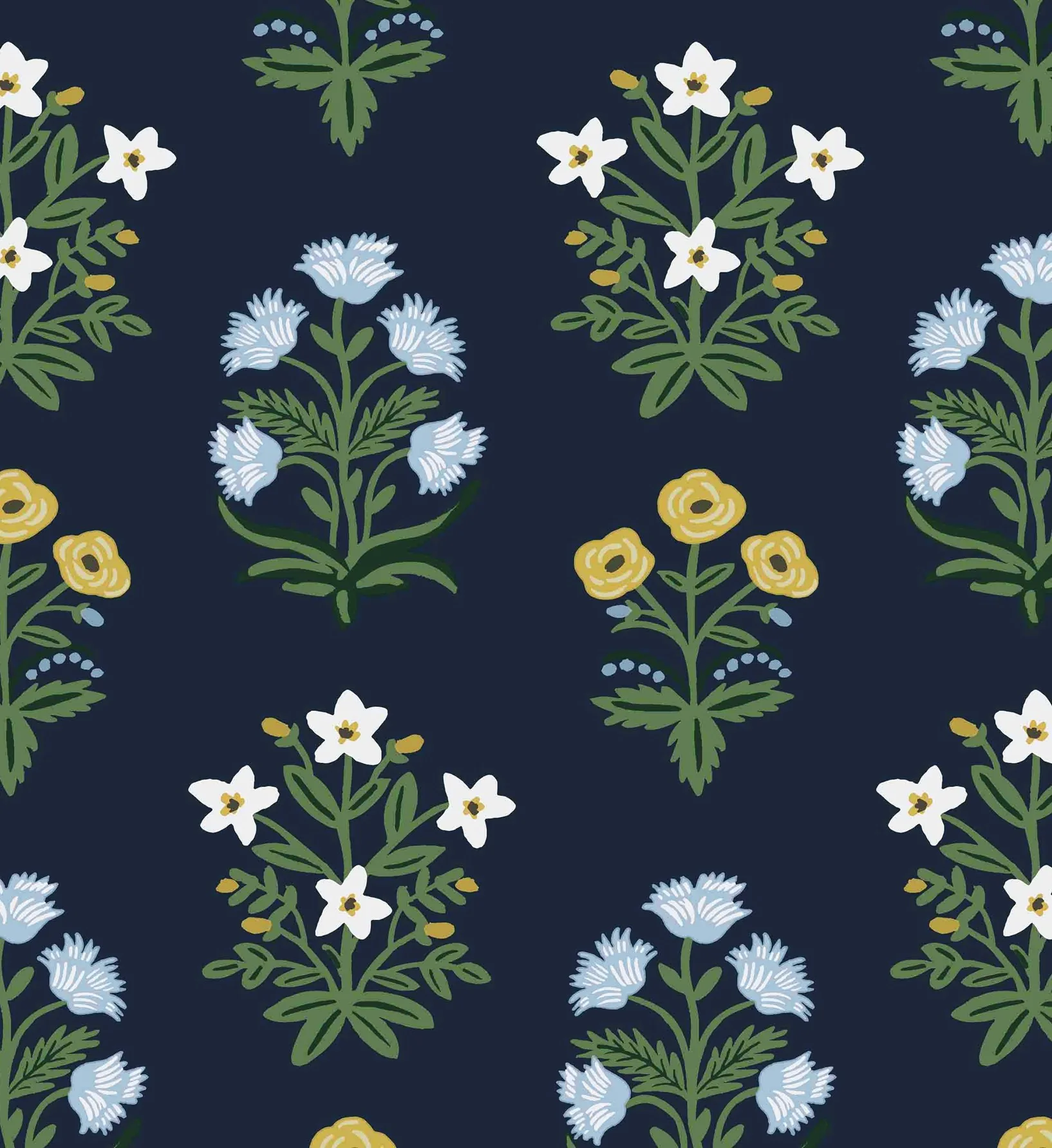 Mughal Rose Wallpaper - Navy - Image 2