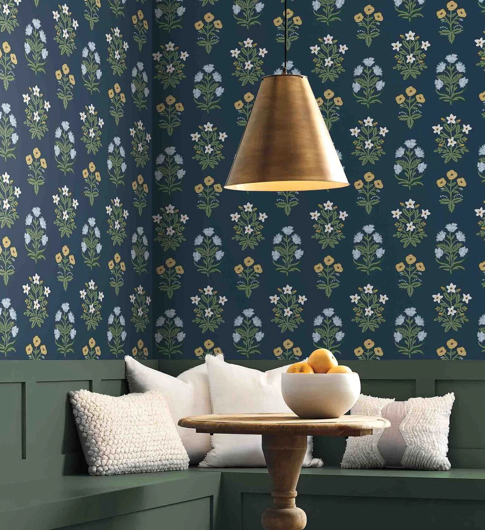 Mughal Rose Wallpaper - Navy - Image 4
