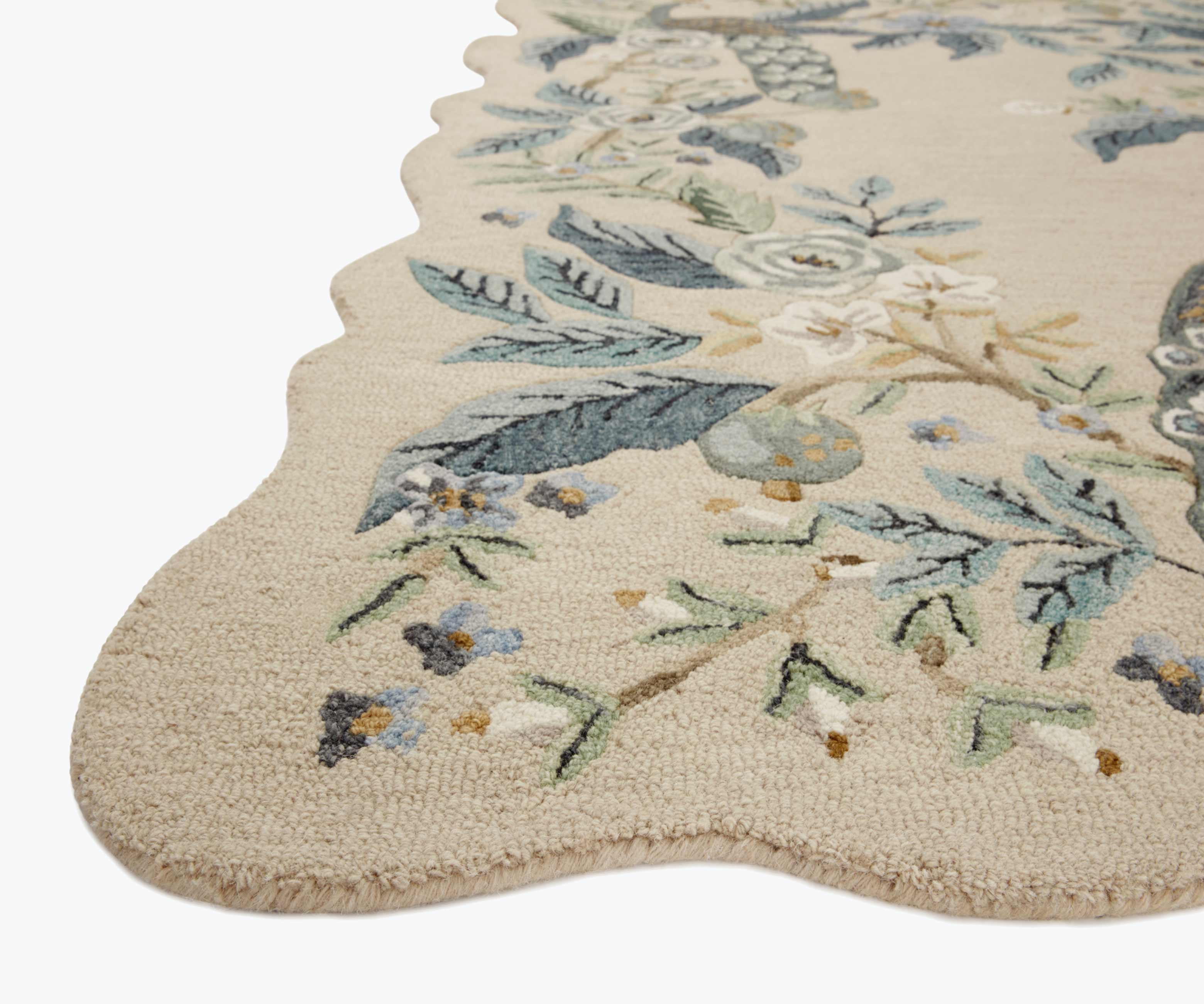 Peacock Wool-Hooked Rug - Blue - Image 2