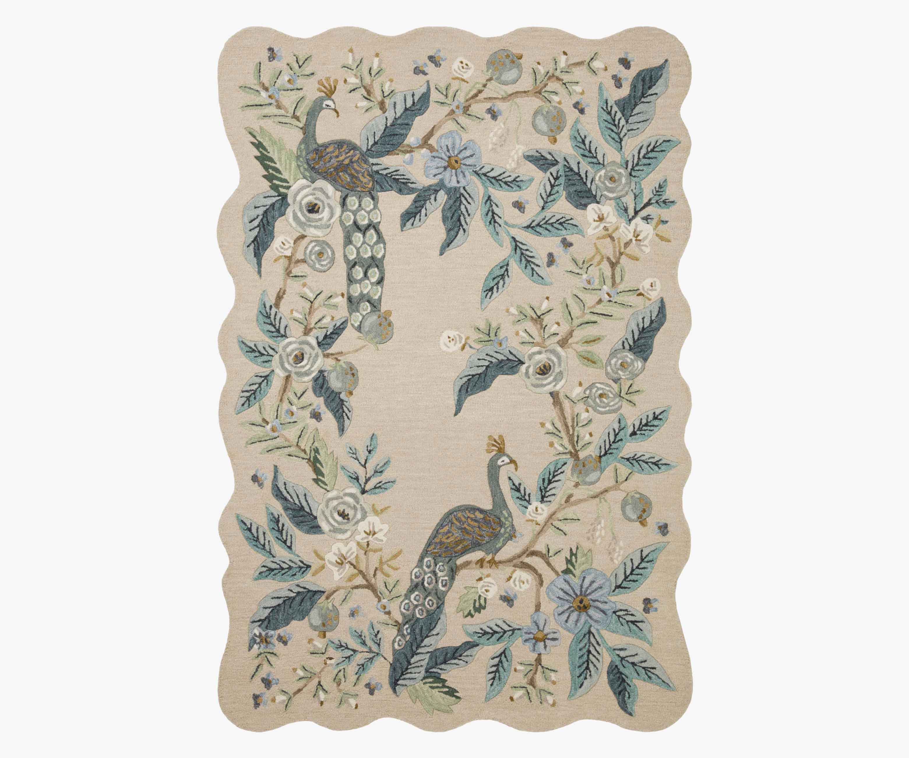Peacock Wool-Hooked Rug - Blue - Image 4