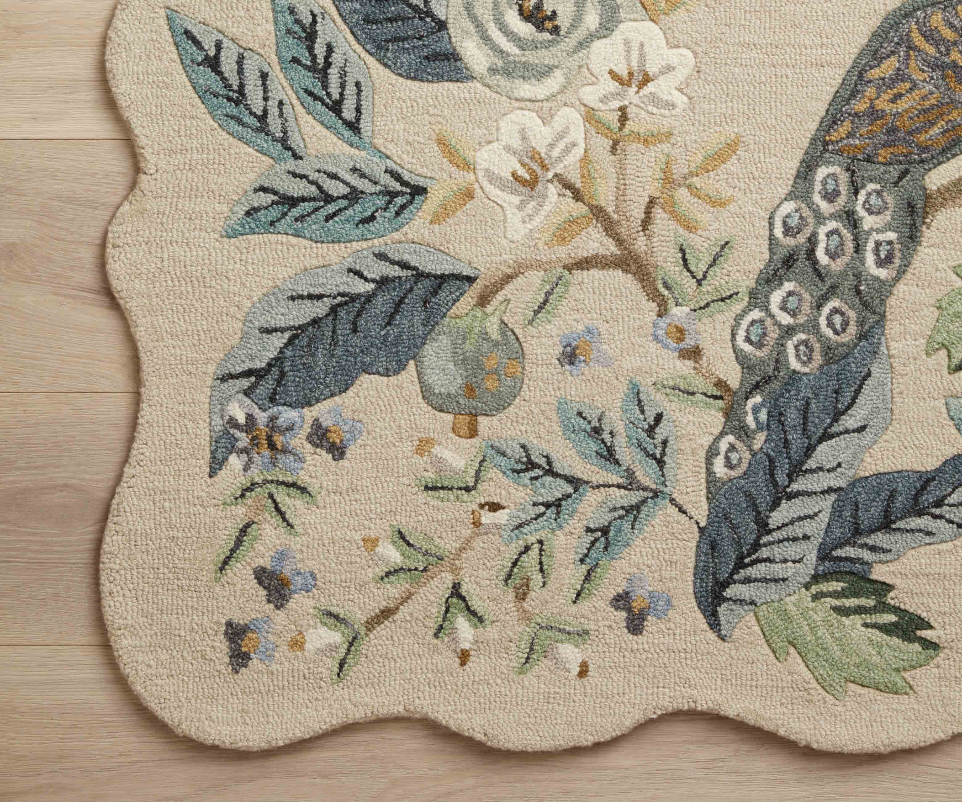 Peacock Wool-Hooked Rug - Blue - Image 6
