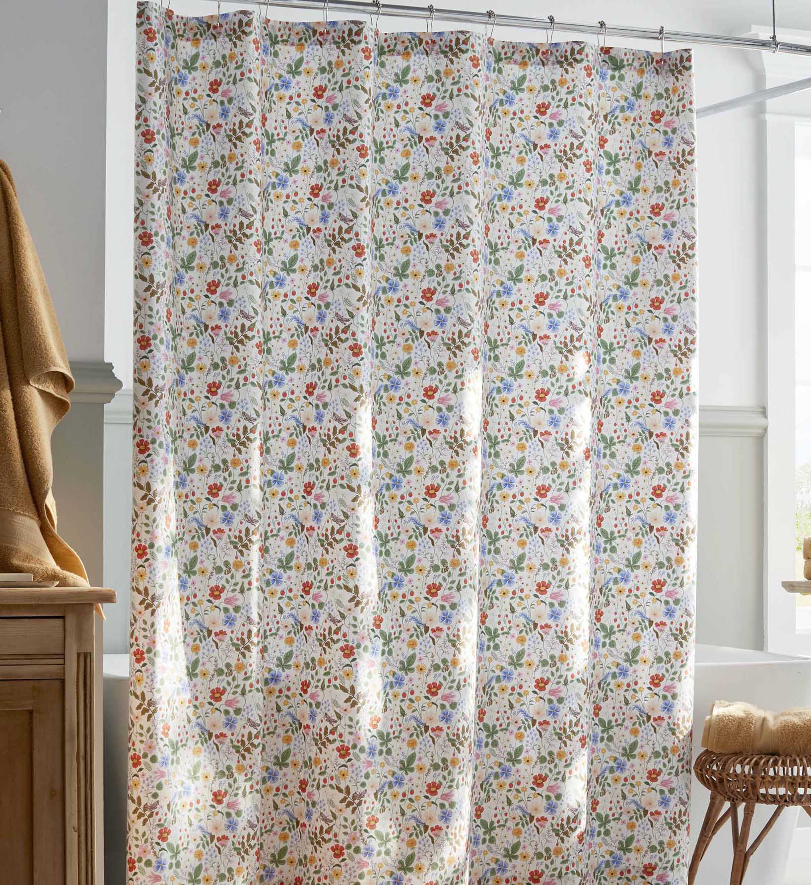 Percale Shower Curtain - Strawberry Fields White - Image 2