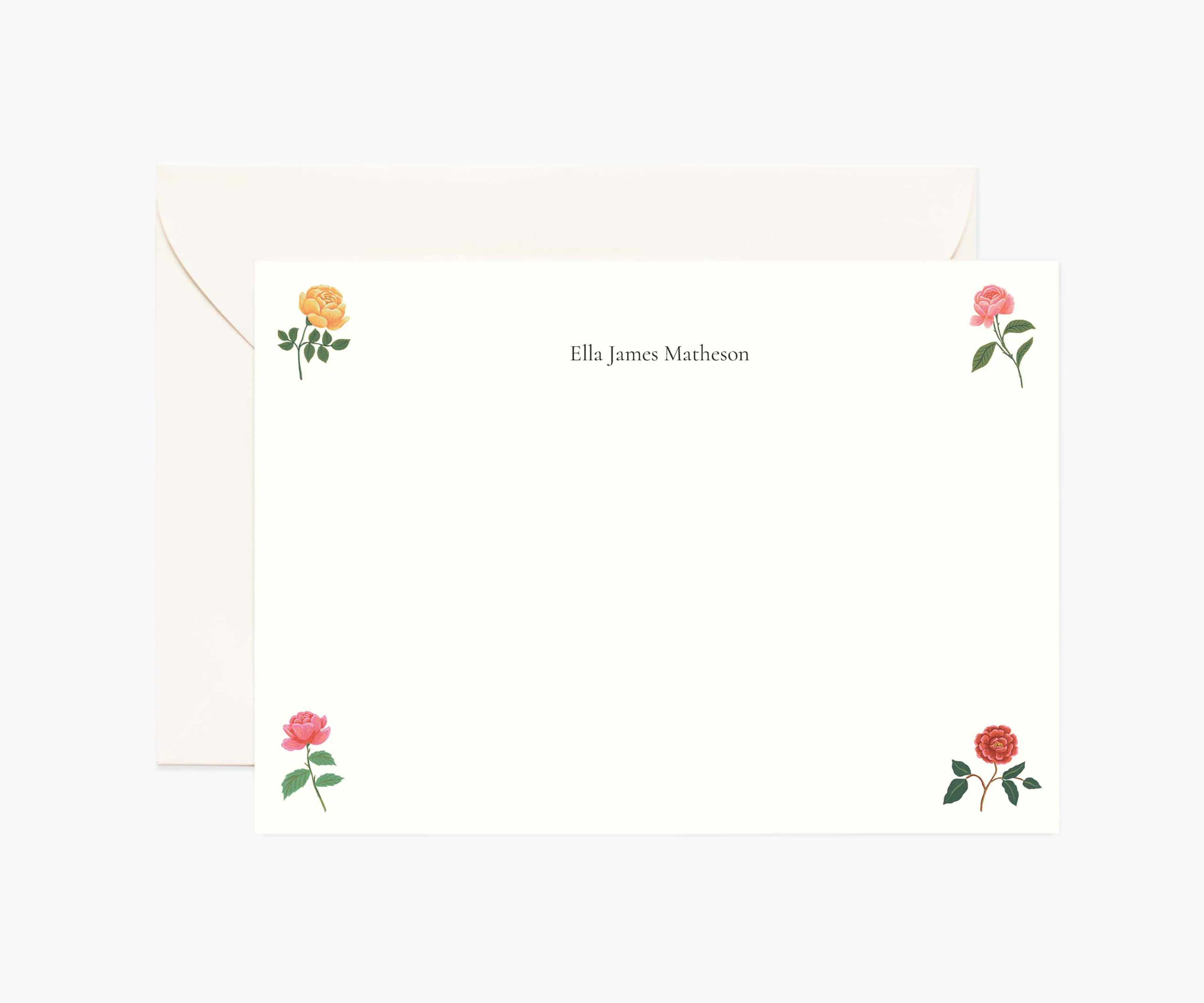 Floral Personalized Stationery - Garden Roses