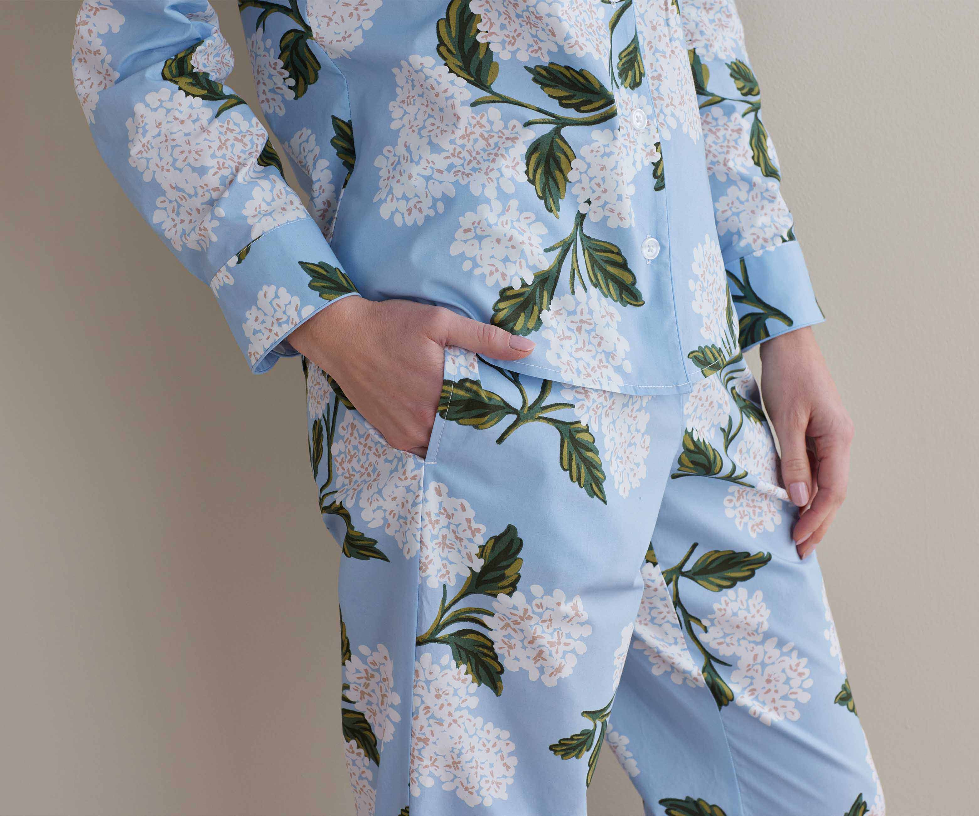 Poplin Button Front Long Set - Hydrangea - Image 4