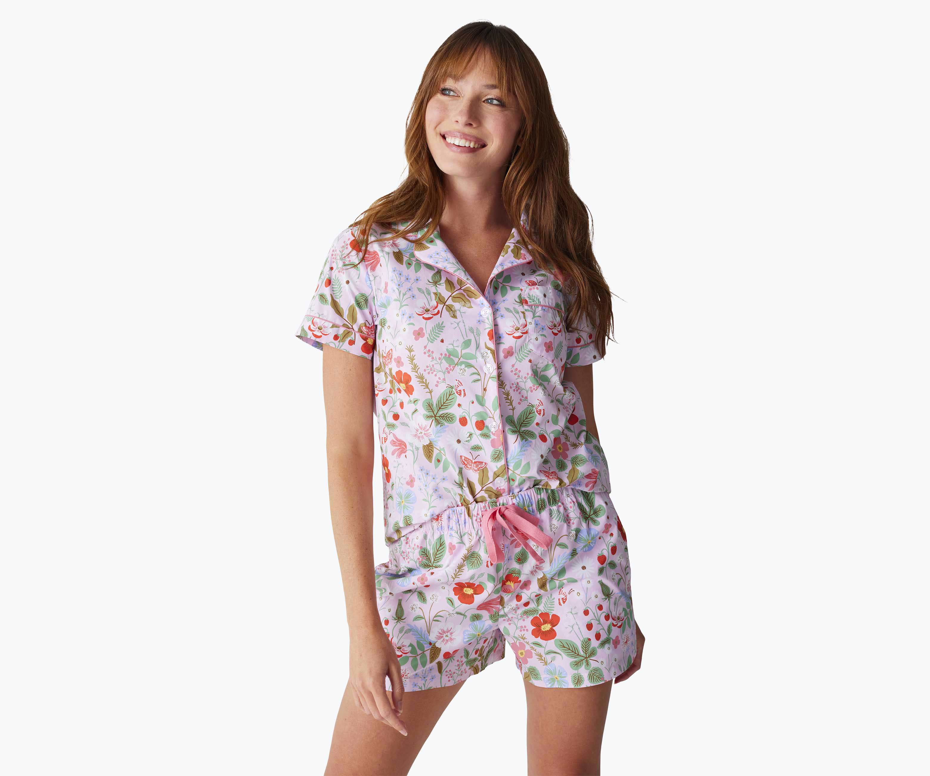 Poplin Button Front Short Set - Strawberry Fields - Image 2
