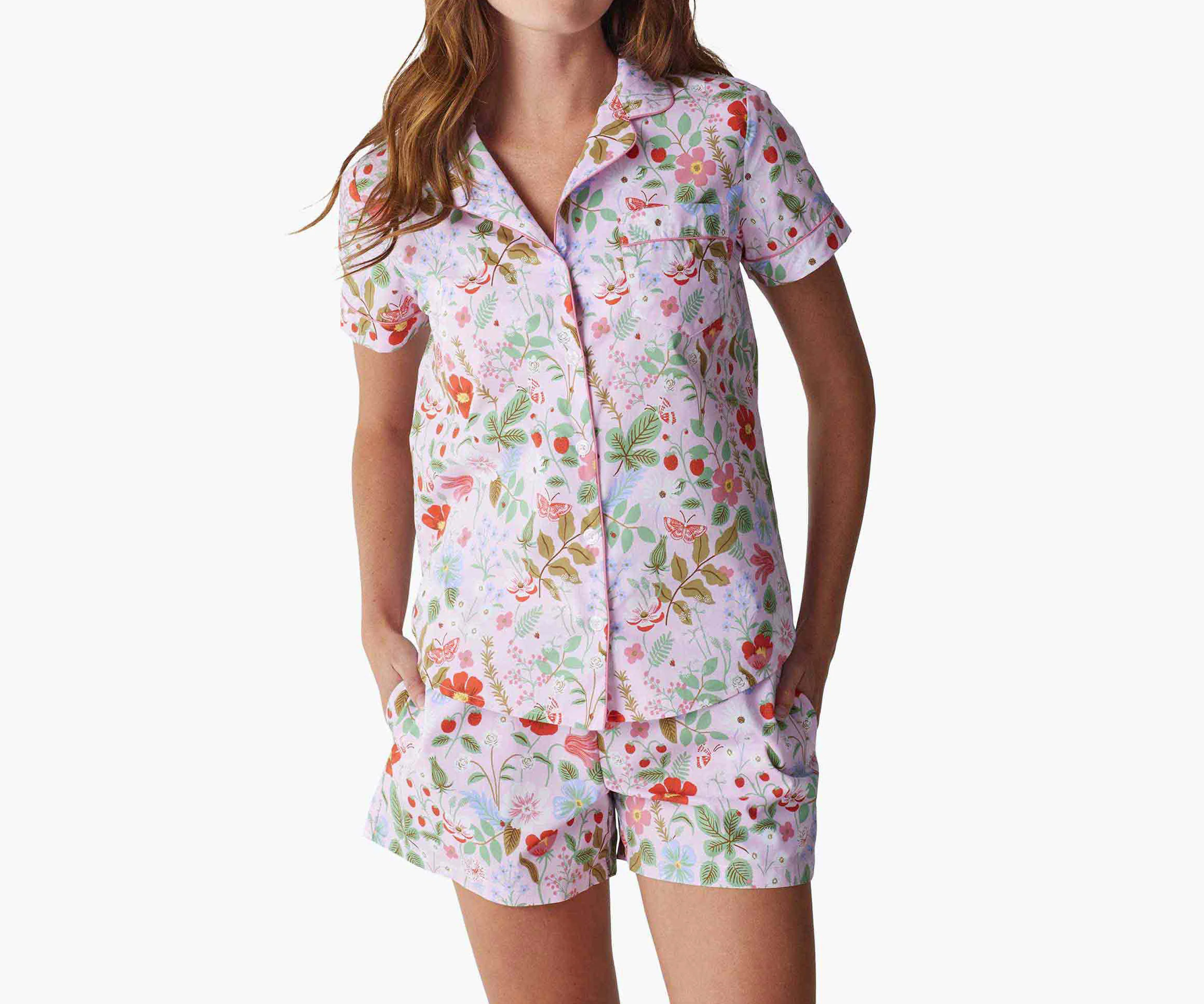 Poplin Button Front Short Set - Strawberry Fields - Image 7