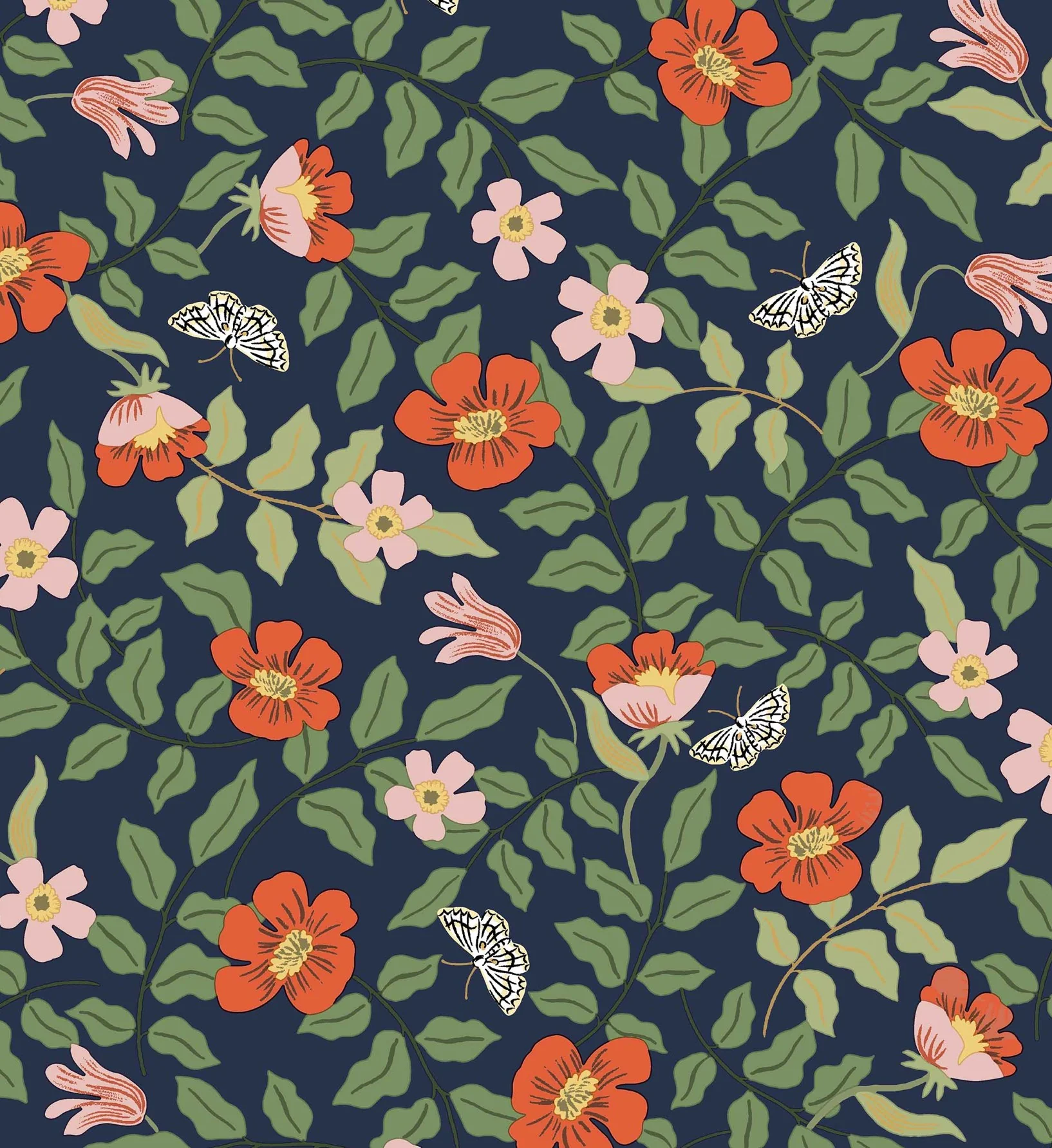 Primrose Peel & Stick Wallpaper - Rose & Navy - Image 2