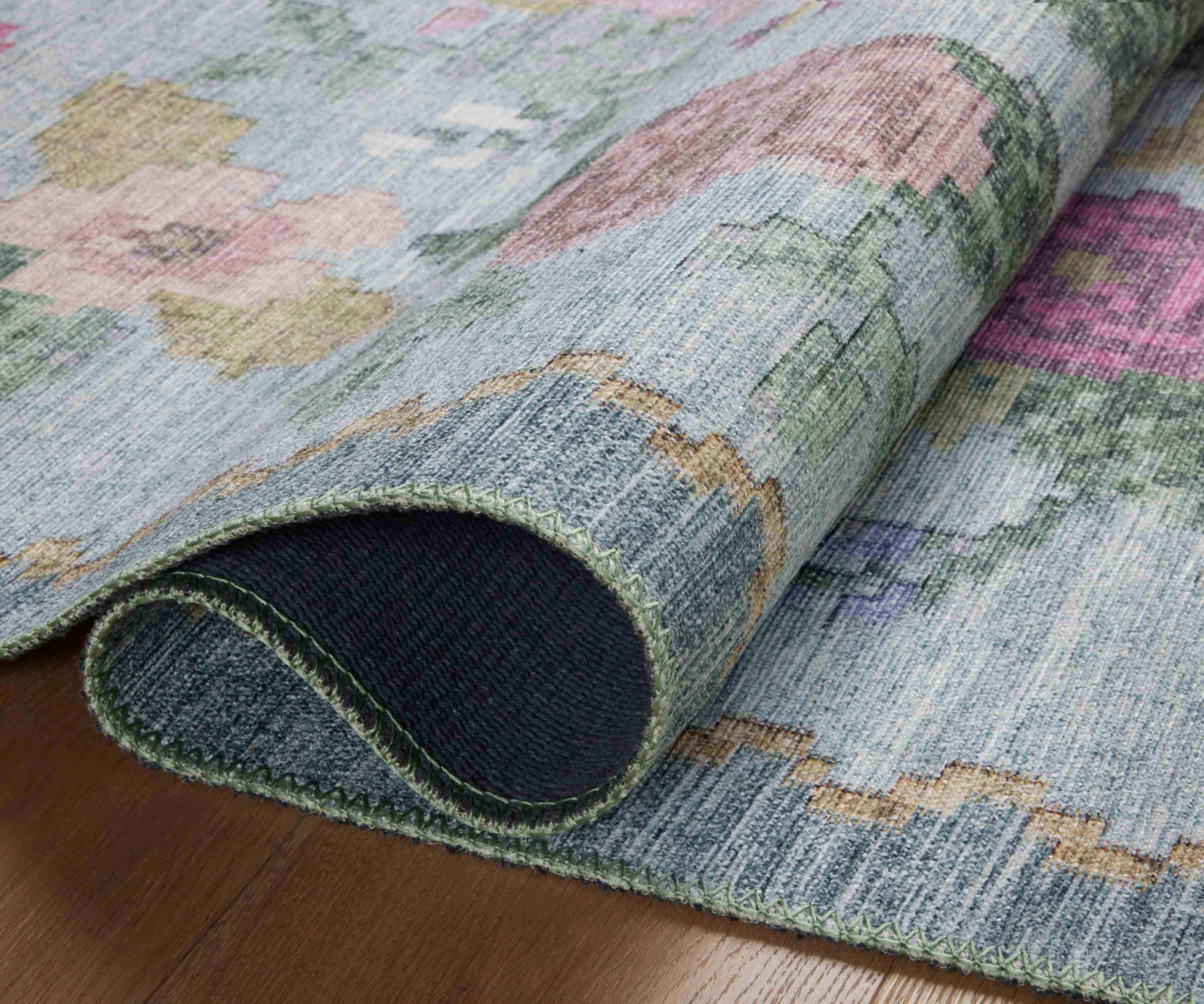 Rosa Antique Rose Power Loomed Rug - Sky - Image 5