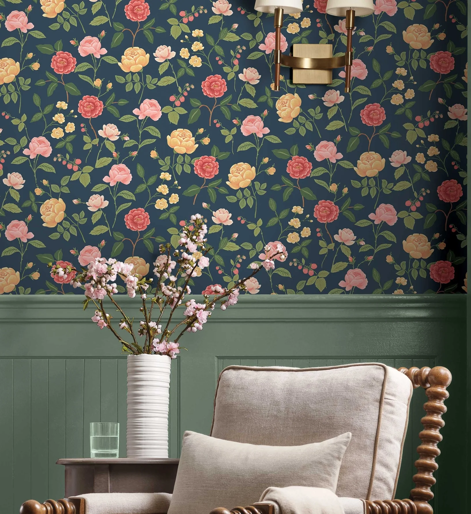 Roses Wallpaper - Navy - Image 4