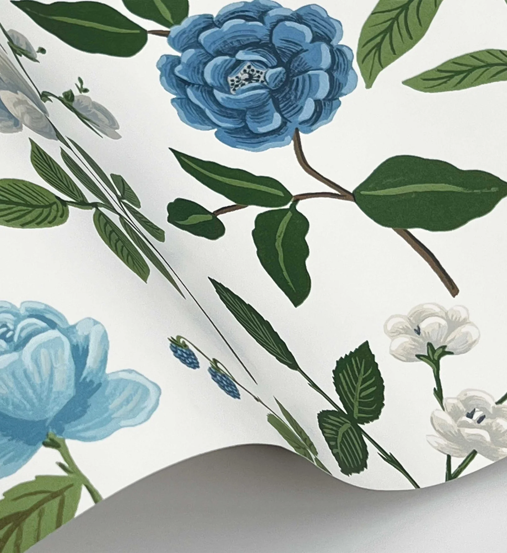 Roses Wallpaper - White & Blue - Image 3