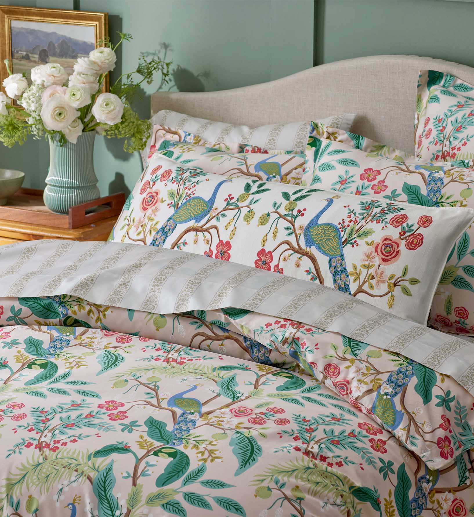 Sateen Duvet Cover - Peacock Blush - Image 4