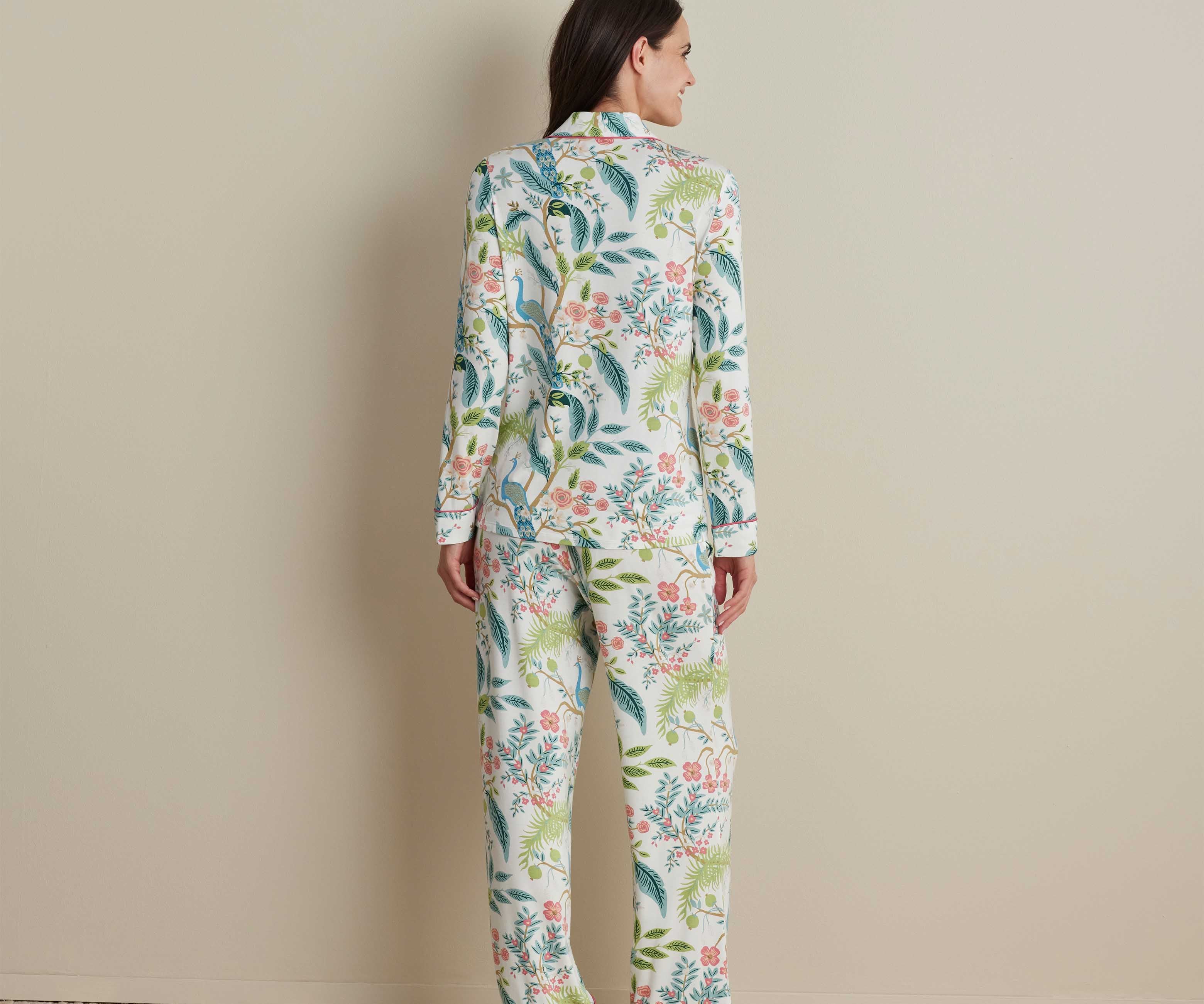 Tencel Modal Button Front Long Set - Peacock Ivory - Image 6