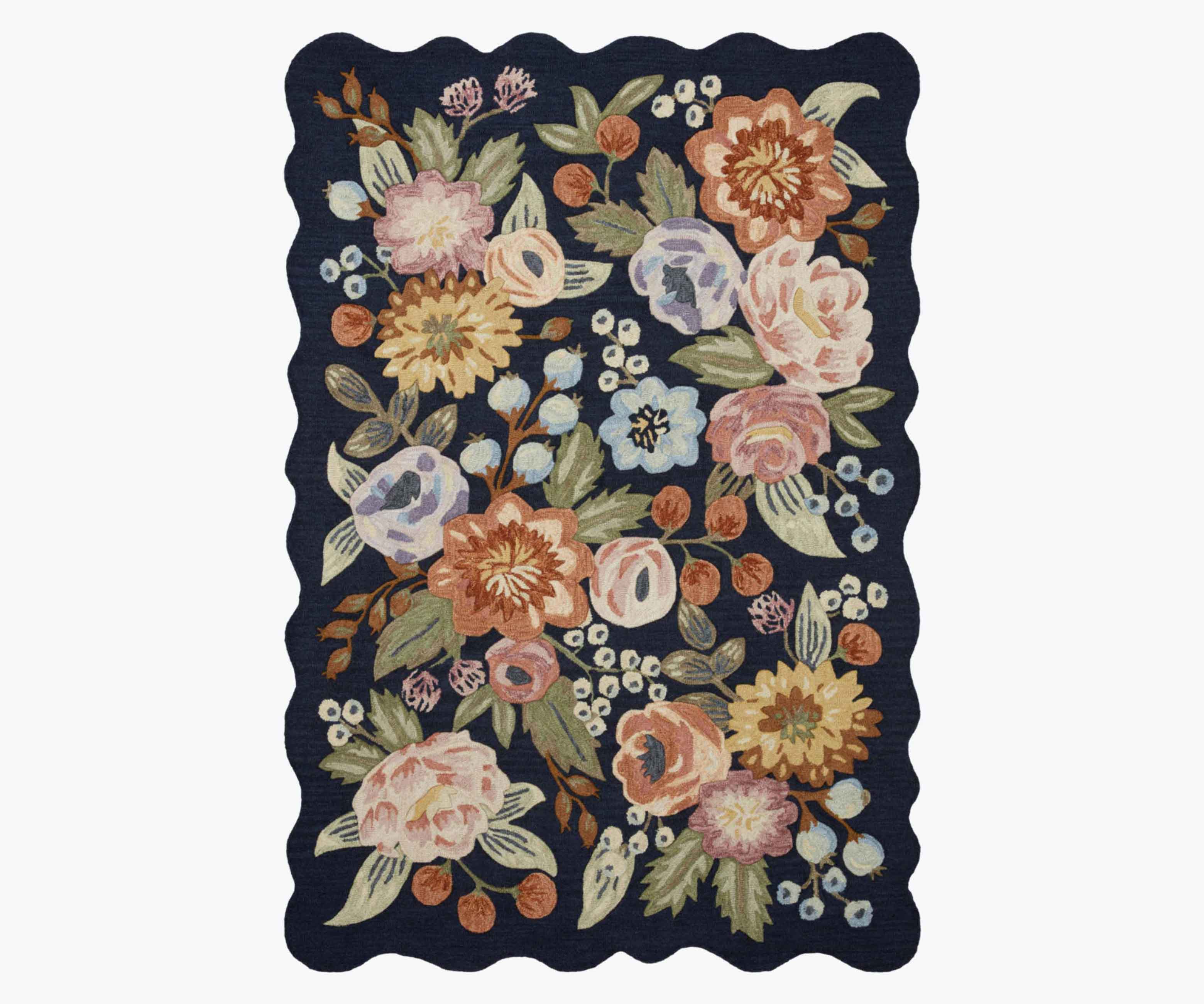 Vintage Blossoms Wool-Hooked Rug - Navy - Image 10