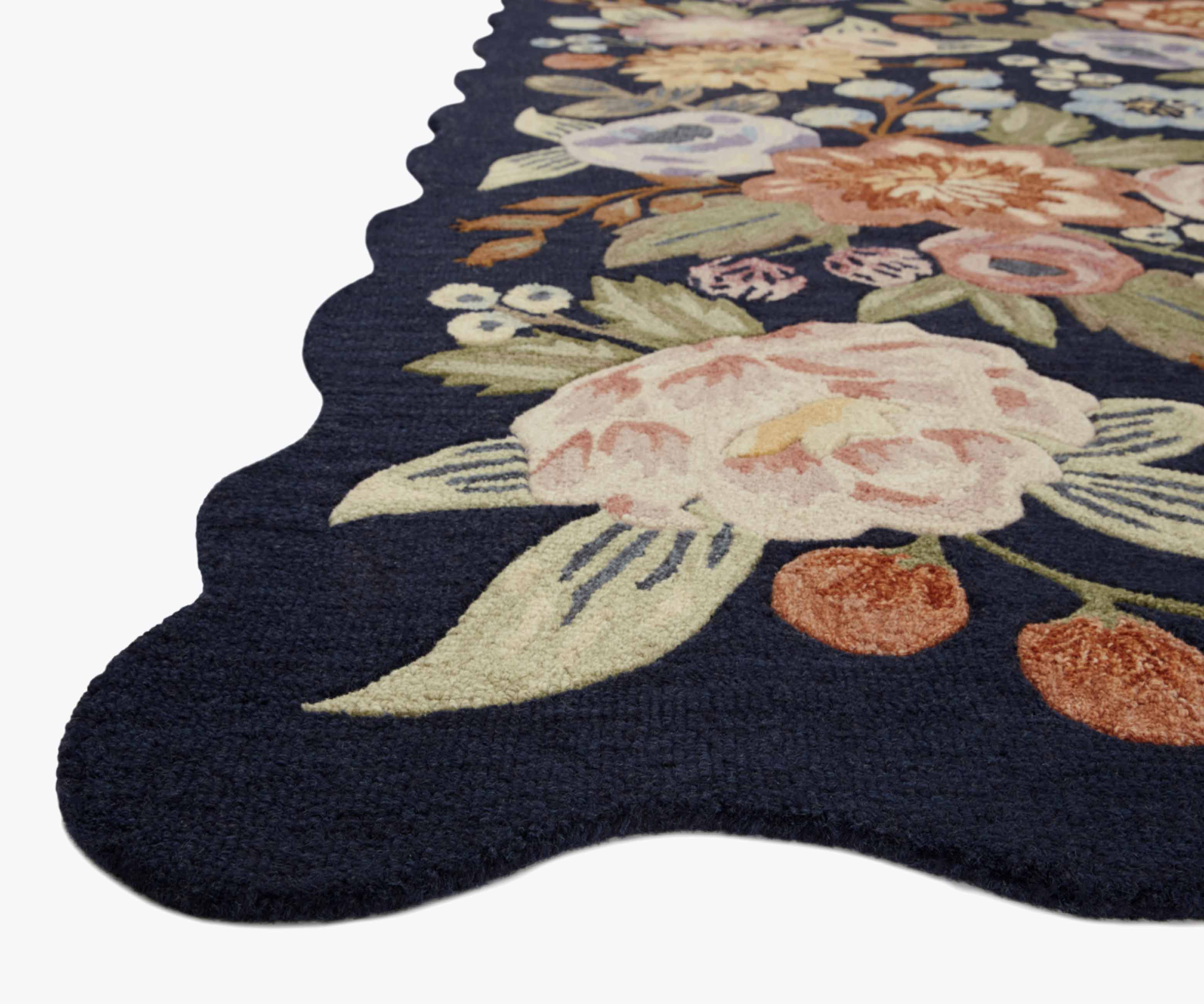 Vintage Blossoms Wool-Hooked Rug - Navy - Image 14