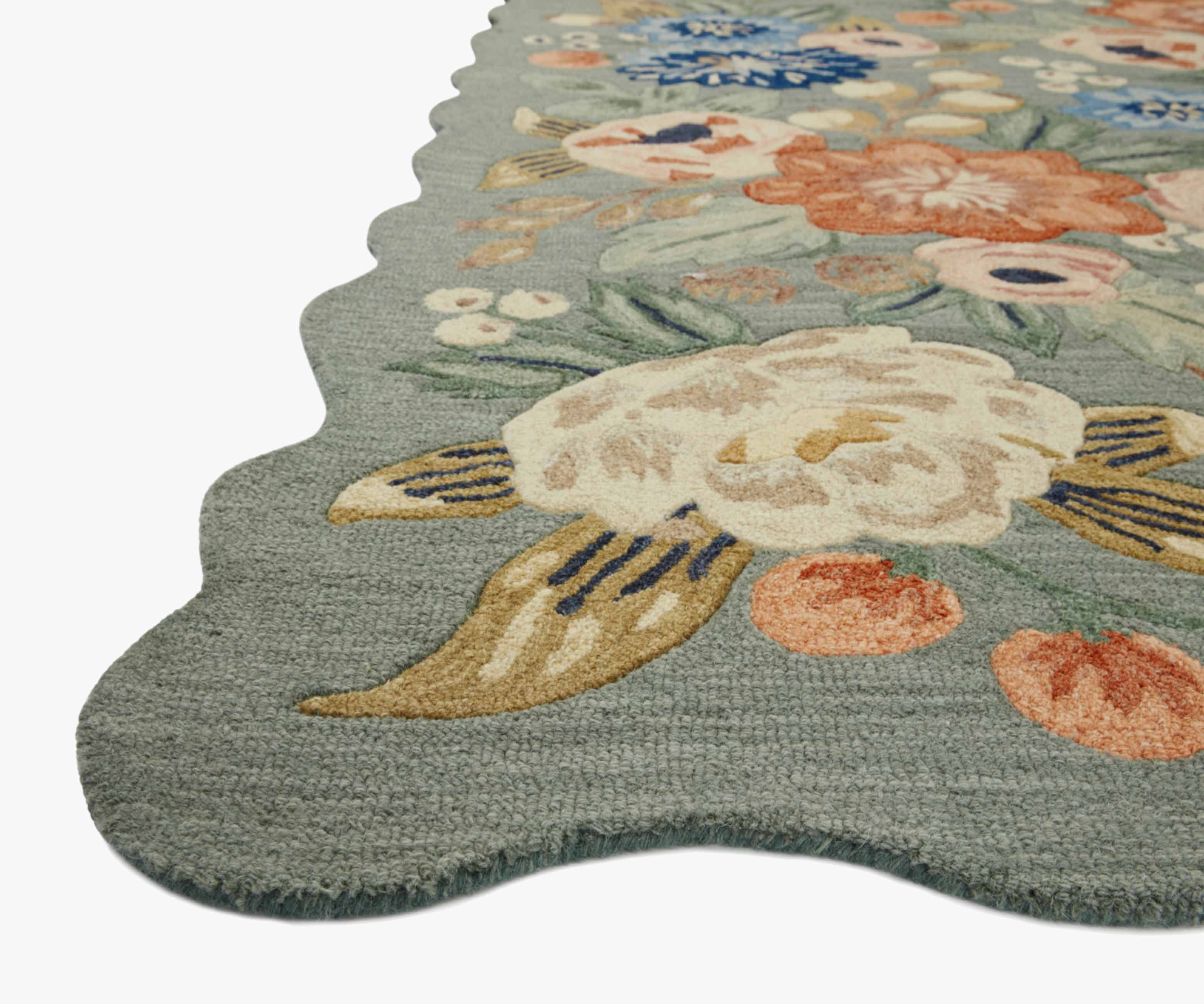 Vintage Blossoms Wool-Hooked Rug - Sage - Image 2