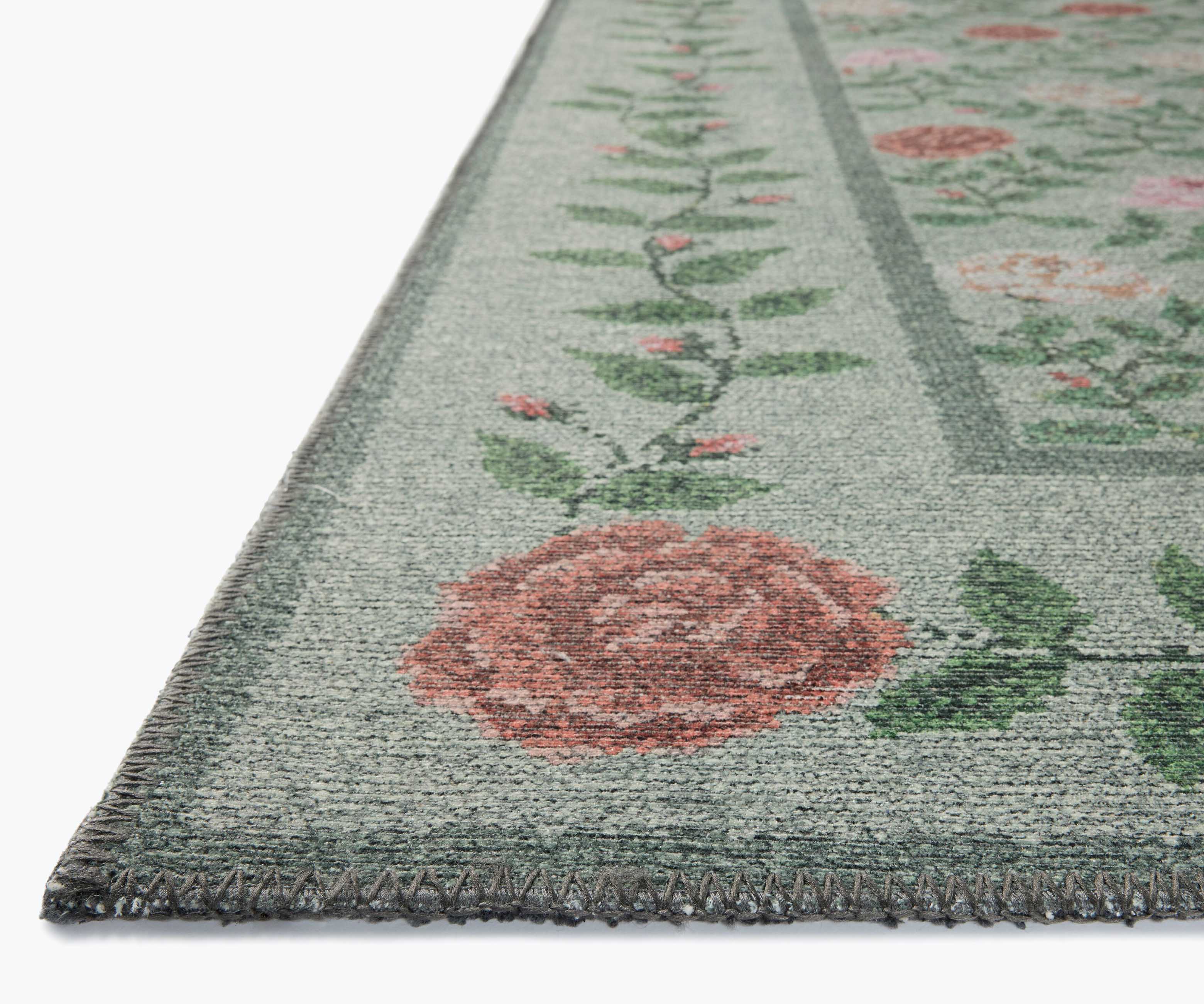 Wildwood Rose Trellis Printed Rug - Mint - Image 2