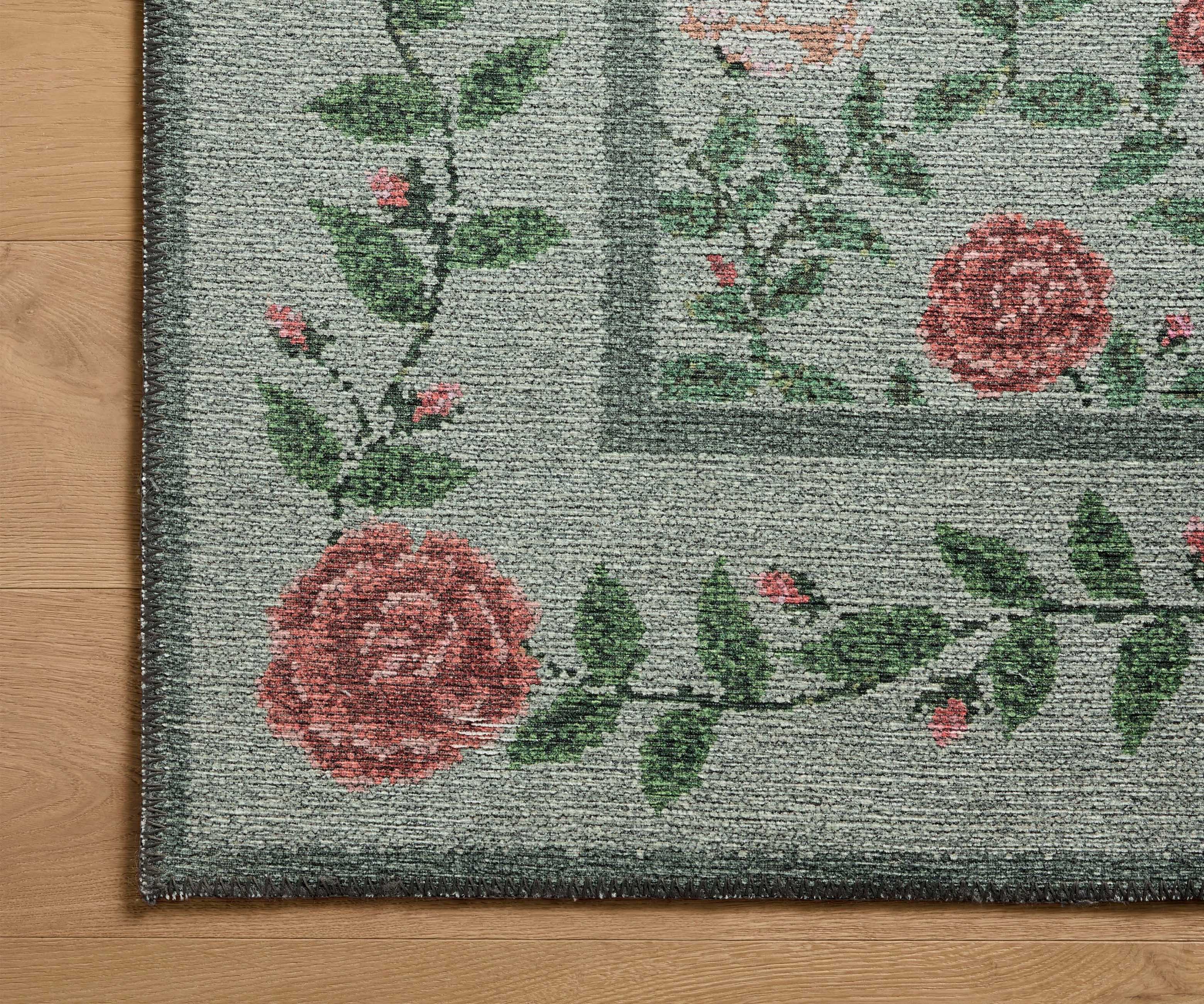 Wildwood Rose Trellis Printed Rug - Mint - Image 3